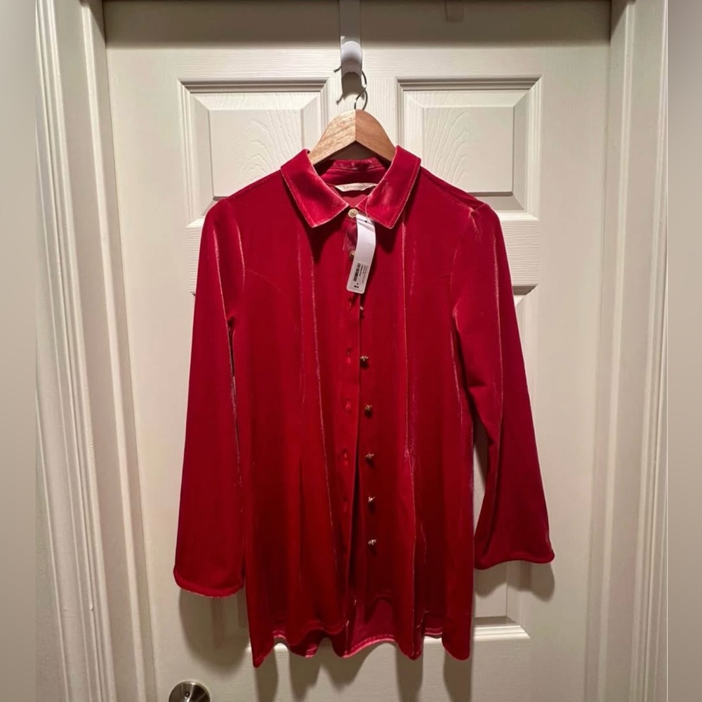 Soft Surroundings Red Velvet Blazer